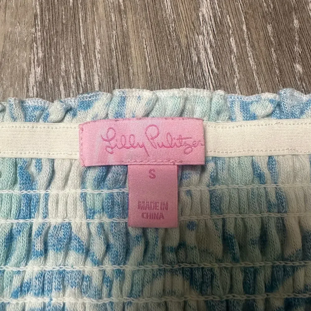 Lilly Pulitzer Strapless Smocked Fish Print Blue Dress - Picture 5 of 9